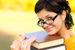 Portrait of girl with books